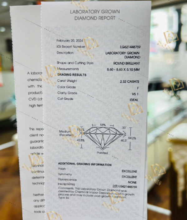 Kim Cương Nuôi Cấy Kiểm Định IGI (MSLIGI0012)