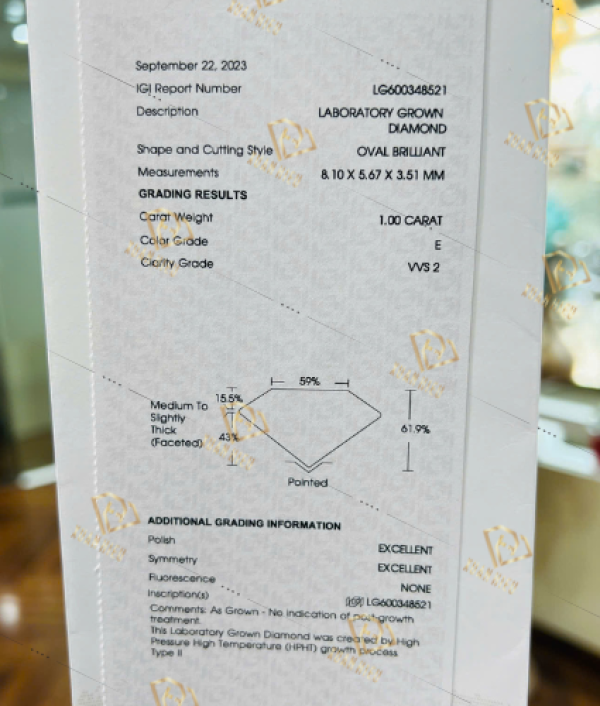 Kim Cương Nuôi Cấy Kiểm Định IGI (MSLIGI0031)