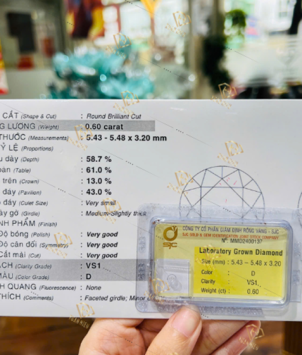 Kim Cương Nuôi Cấy Kiểm Định SJC (MSLSJC0004)